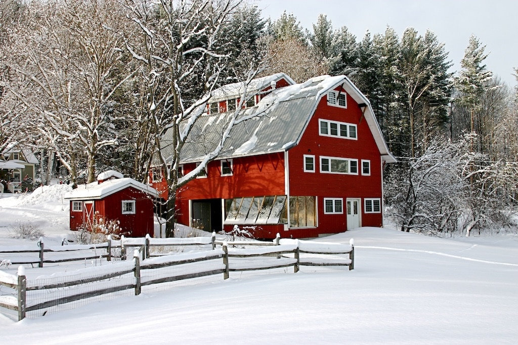 romantic getaways in Vermont on our beautiful property like our handsome red barn pictured here