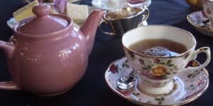 Teapot and cup of tea