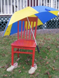 The Red Chair getting shelter at West Hill House B&B