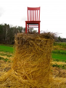 Hay there! The Red Chair enjoys a high perch at Hartshorn's Farm in Waitsfield Vermont