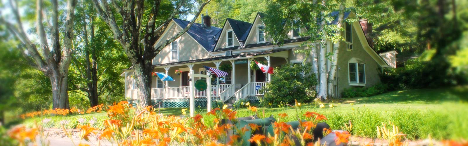 Inn front with day lilies