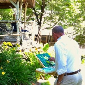 Art being created - local artist Gary Eckhart Painting