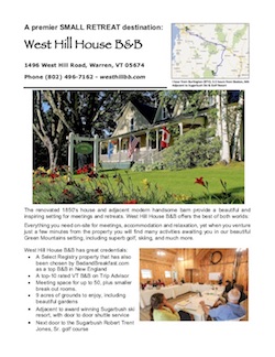 West Hill House B&B Meetings Brochure