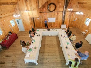 Handsome Red Barn meeting space at West Hill House B&B