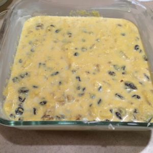 gluten-free cornbread batter in the pan