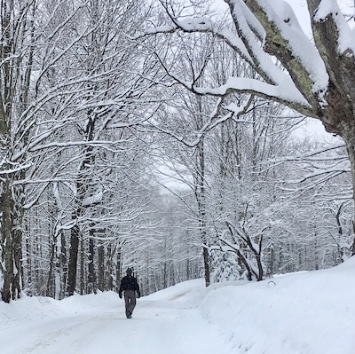 A walk down West Hill Road in the snow