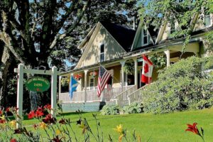 Canadian, American and Scottish flags