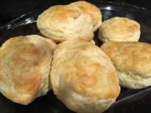 Baking powder biscuits fresh from the oven.