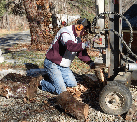 wood splitter at work