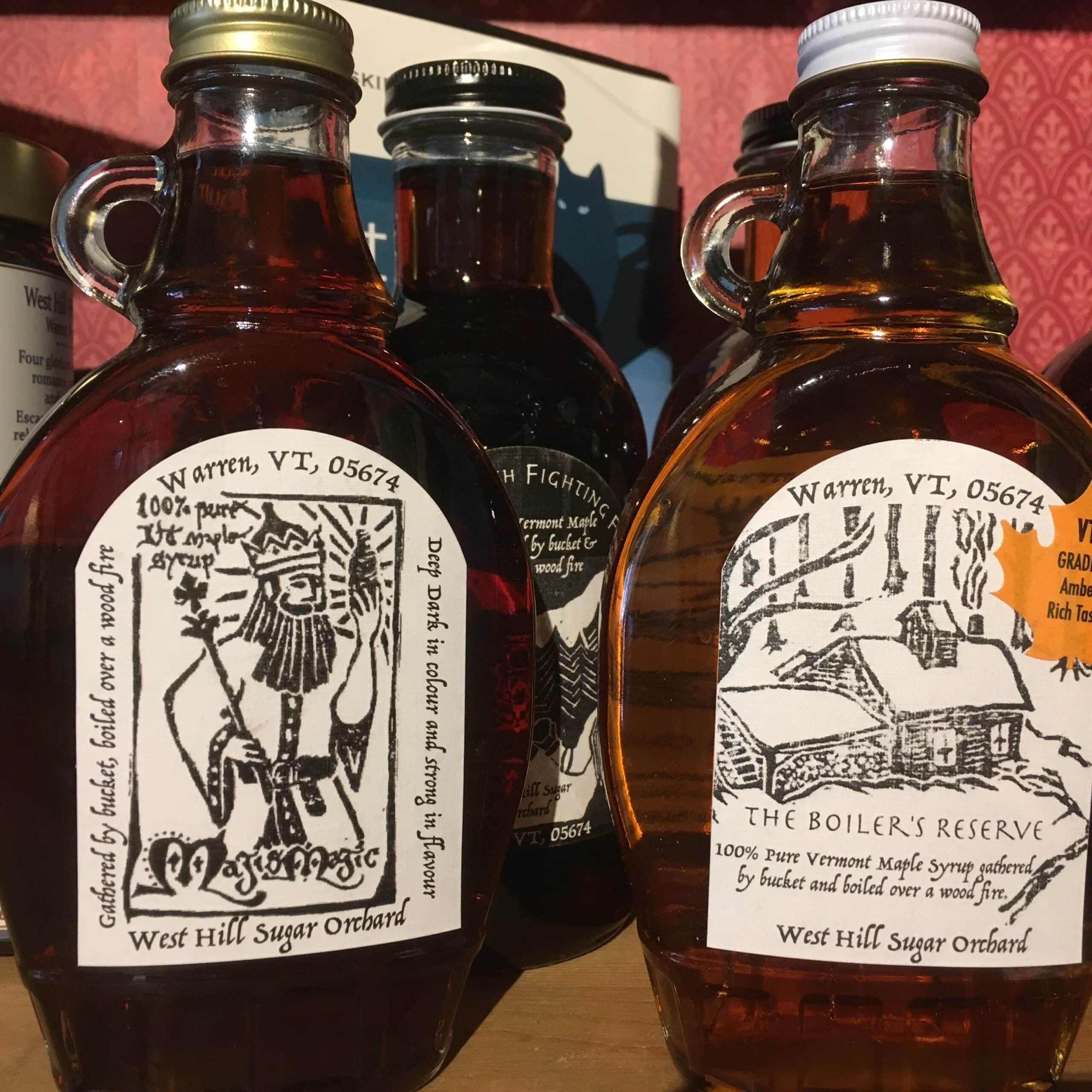 Bottles of maple syrup