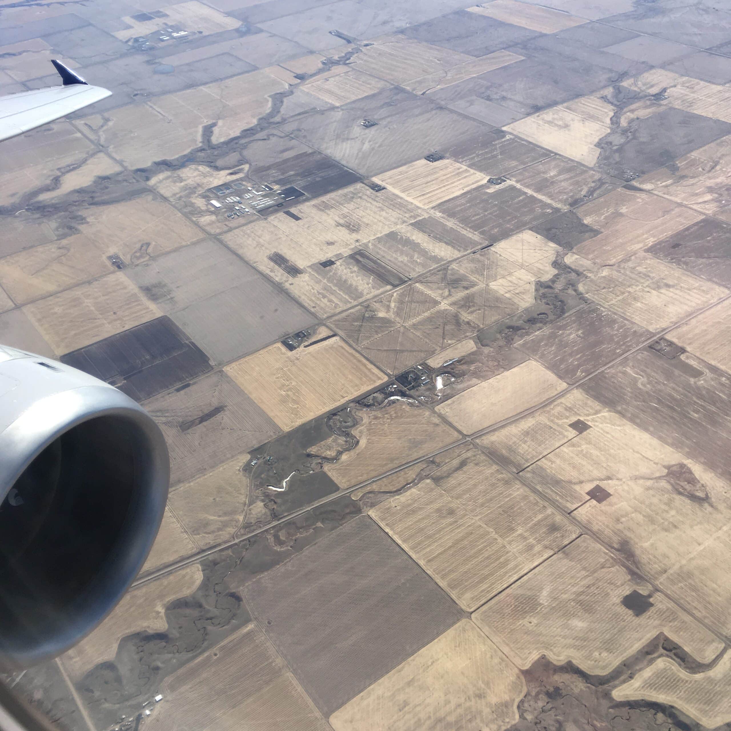 view of the prairie landscape from the plane.