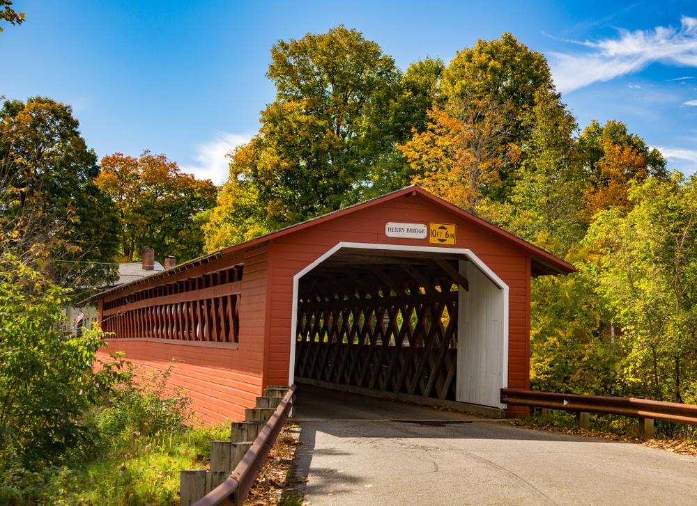 photo of the iconic Covered Bridges in Vermont during the fall