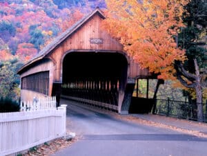 photo of the iconic Covered Bridges in Vermont during the fall