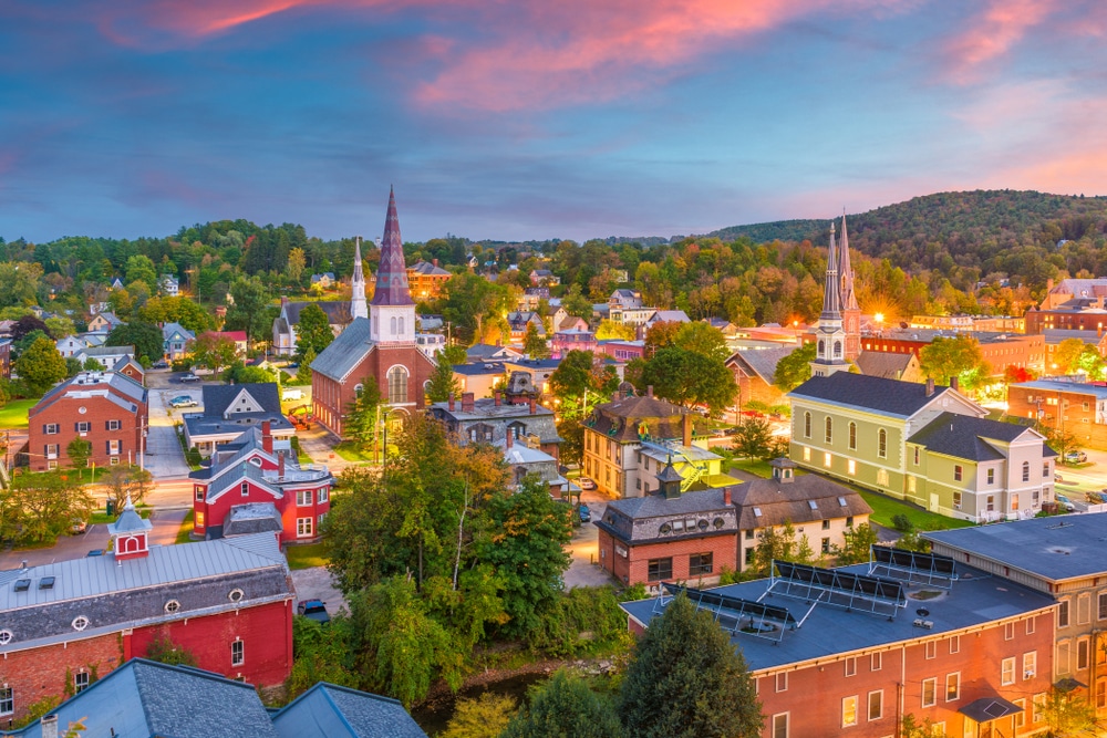 Our Favorite Things to Do in Montpelier Vermont this Summer near our bed and breakfast, aerial shot of the Vermont capital city